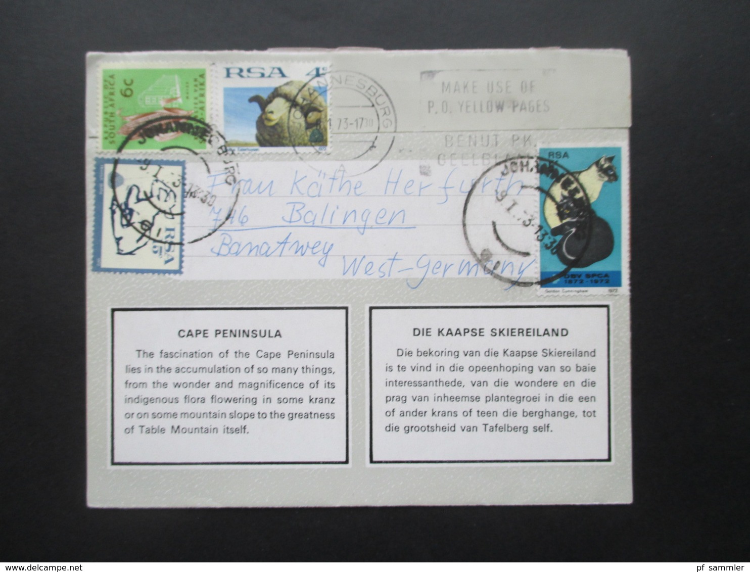 Süd Afrika RSA South Africa Cape Peninsula / Kaapse Skiereiland Lettercard / Leporello - Storia Postale