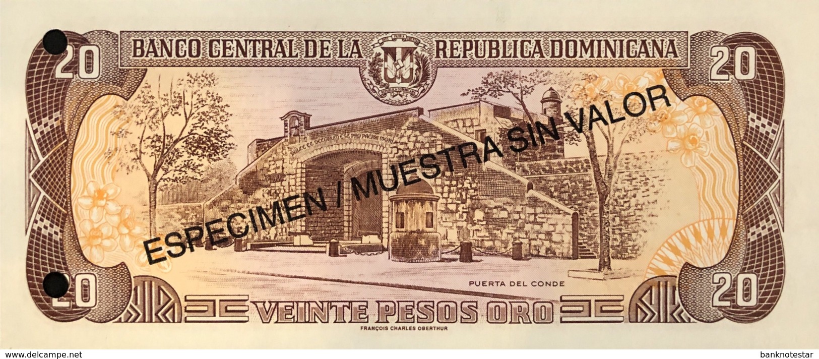 Dominican Republic 20 Peso Oro, P-154s (1998) - UNC - Specimen - República Dominicana