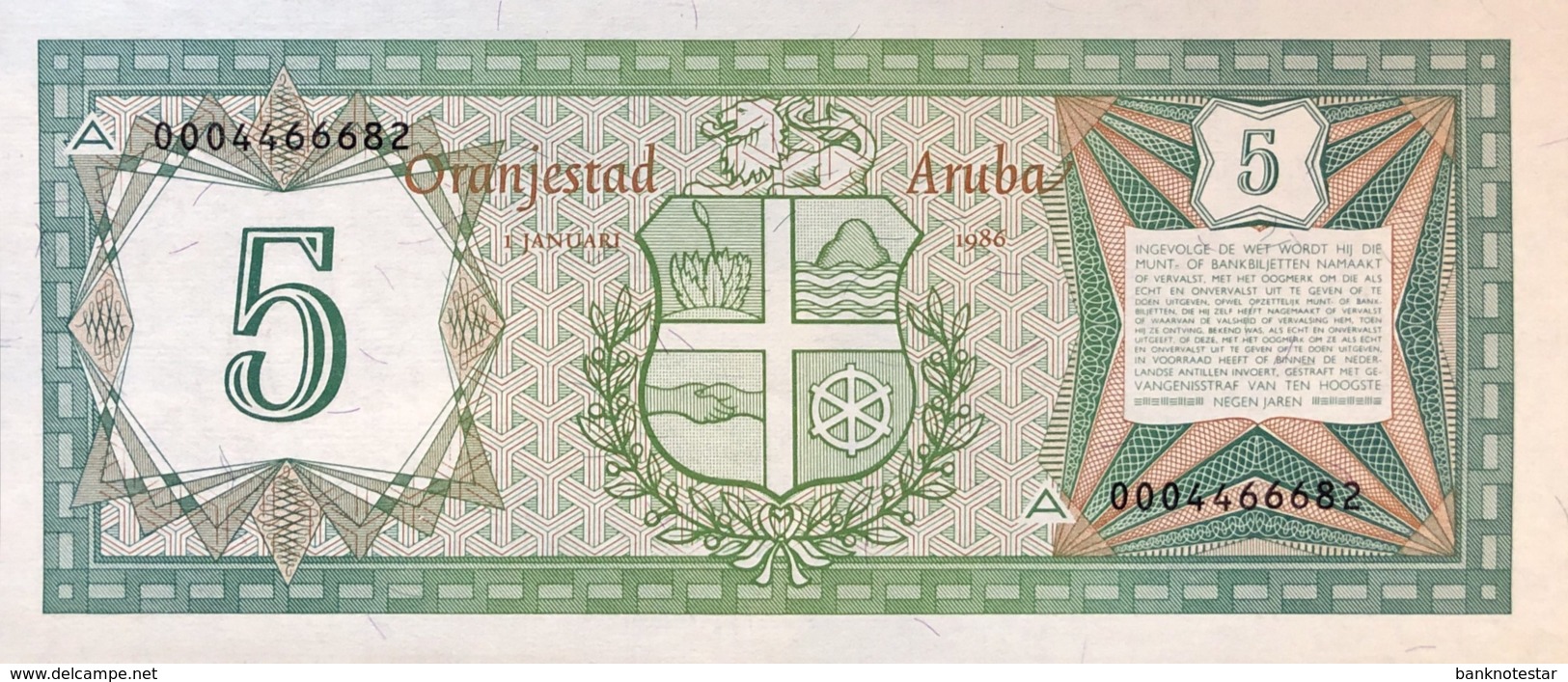 Aruba 5 Florin, P-1 (1.1.1986) - UNC - Aruba (1986-...)