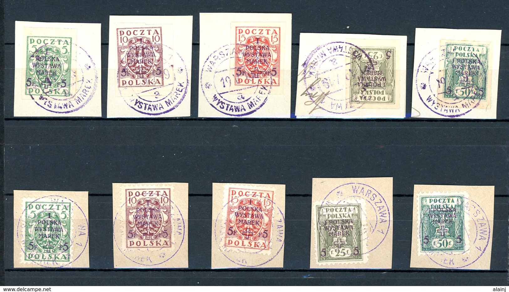 Pologne   Y&T   196 - 205     Obl   ---    Tous Sur Fragments  --  Oblitérations Philatéliques... - Used Stamps