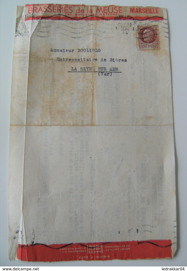 Lot vieux papiers Brasserie de la Meuse 1943 WWII bombardement seyne sur mer vintage Pétain