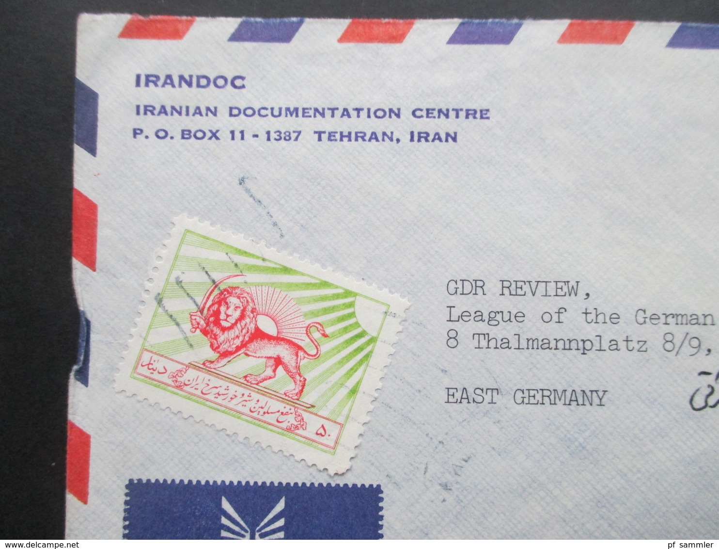 Iran 1969 Air Mail / Luftpost Iranian Documentation Centre Teheran - Berlin Registered Letter! Roter Stempel R Und Verme - Iran