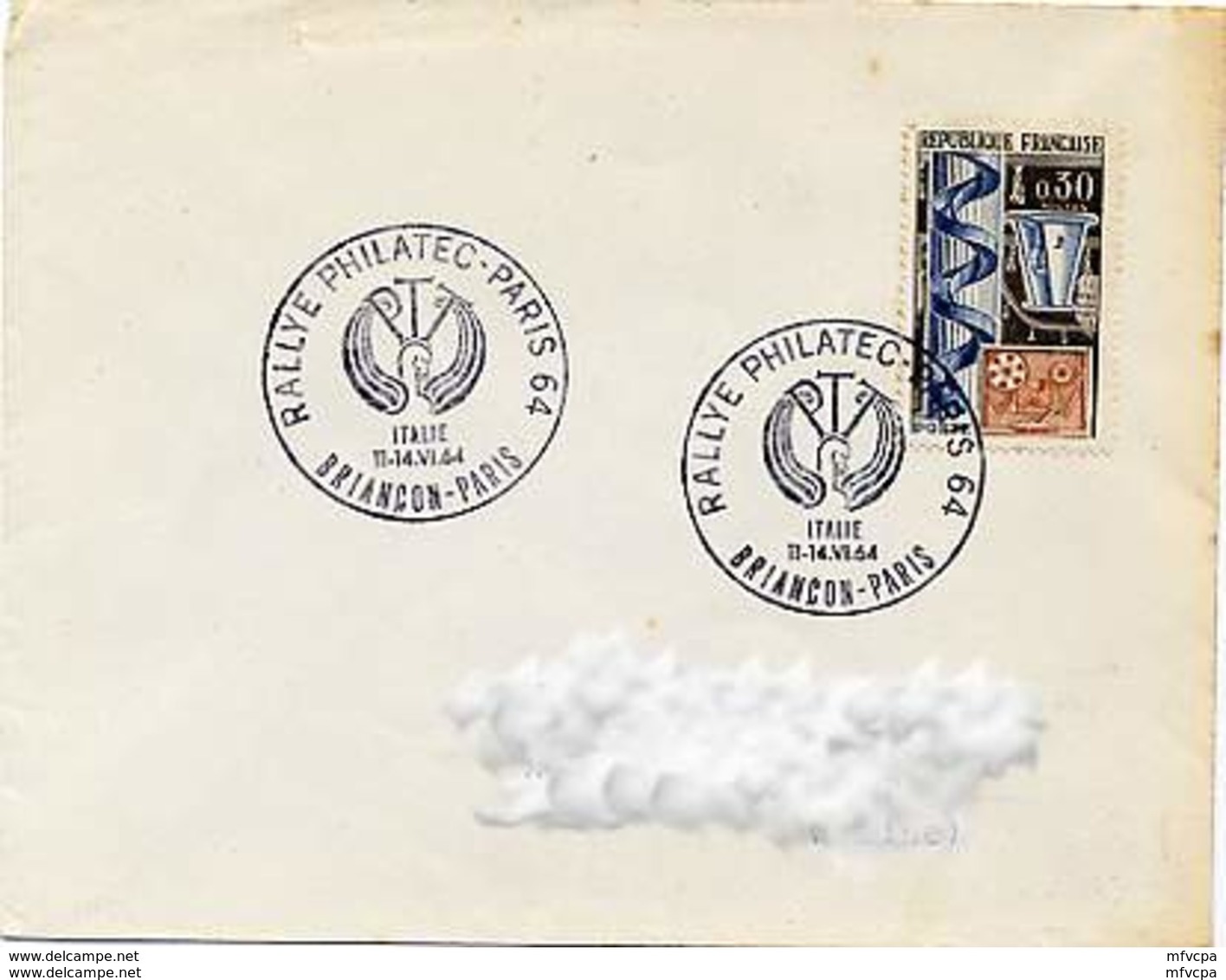 CL424 Cachet Comm GF/ YvT 1414 Rallye Philatec  Italie Briançon - Paris  11-14 06 1964 - Cachets Commémoratifs