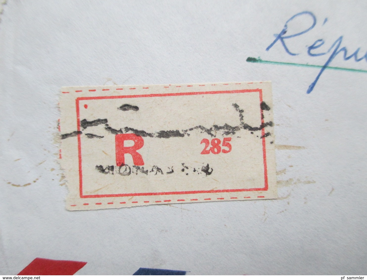 Afrika 1969 Tunesien Monastir Air Mail / Luftpost Nach Dresden Mit Gestempeltem R Zettel - Tunisie (1956-...)