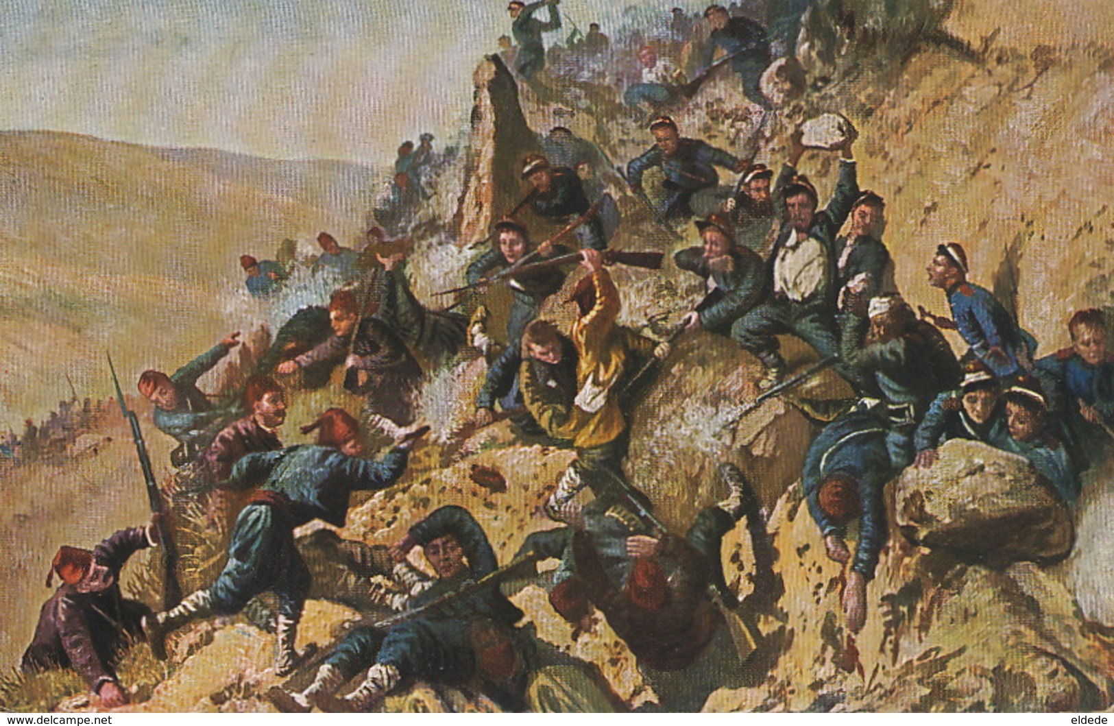 Hand Color Balkan War Fighting Against Muslims , Turks, Albanese Etc A.N. Popov Der Angriff - Autres & Non Classés