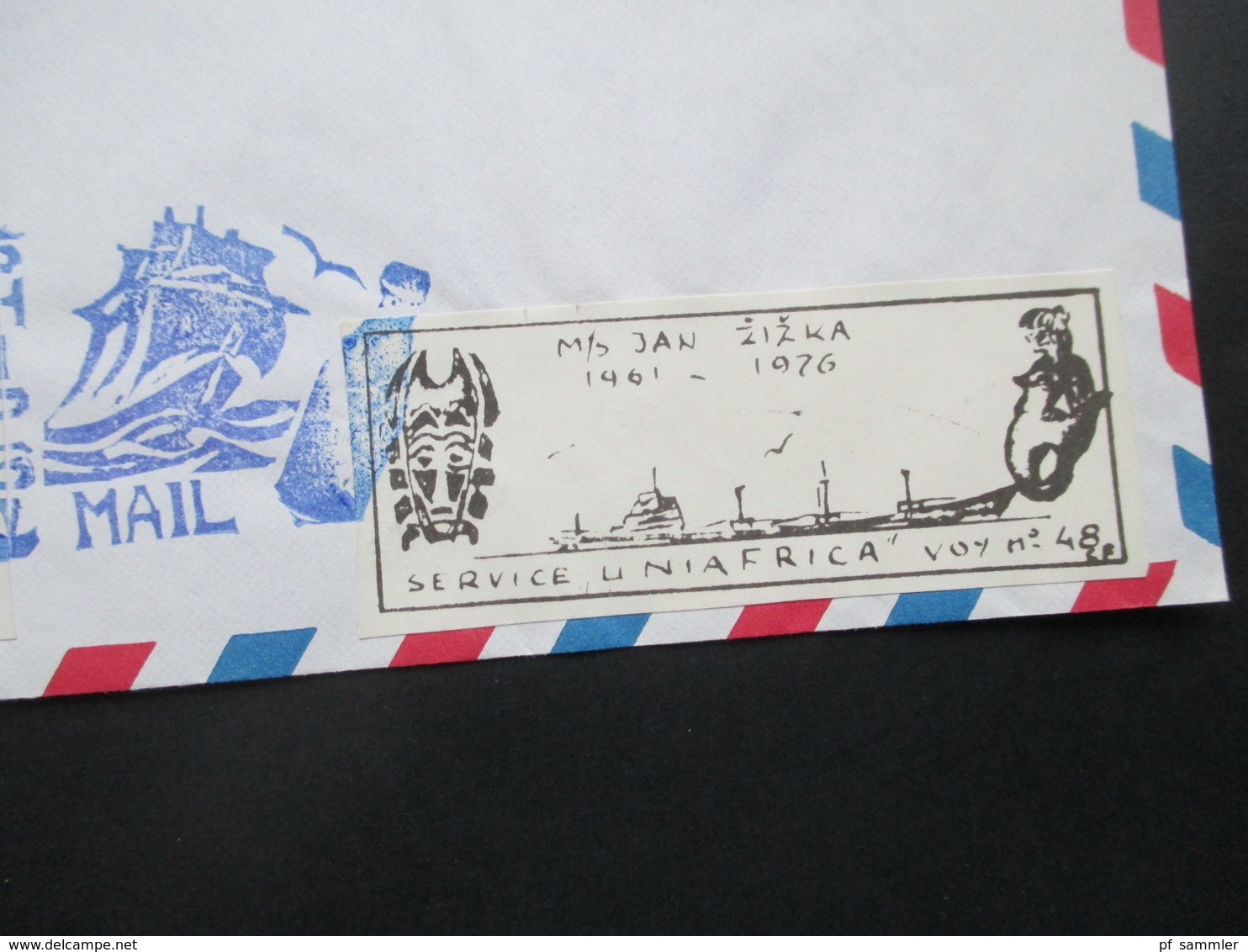 Afrika 1976 Ship Mail / Letter 2 Vignetten / Aufkleber MS Jan Zizka 1961 - 76 West Africa Line Voyage 1948 - Barcos