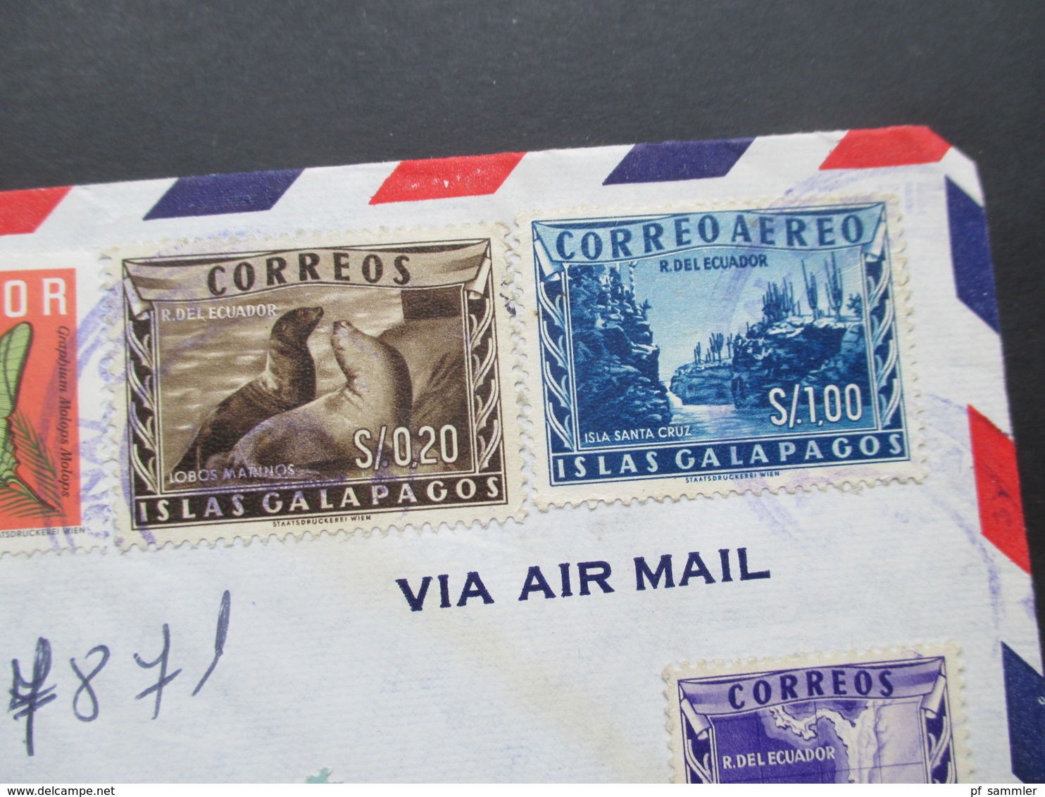 Ecuador 1960er Jahre 2 Belege Via Air Mail / Luftpost Mit Schöner Buntfrankatur! Standart Fruit And Steamship Company - Ecuador