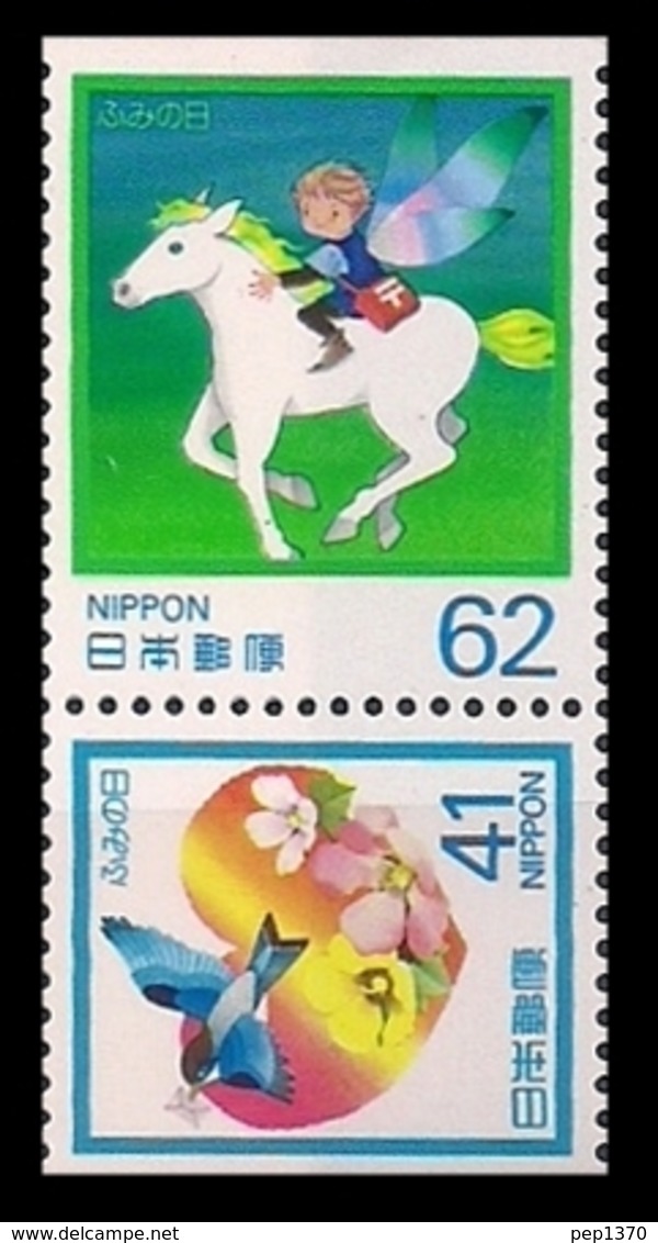 JAPON 1990 - DIA DE LA CARTA ESCRITA - YVERT Nº 1865/1866** DENTADOS A 3 LADOS - Nuevos