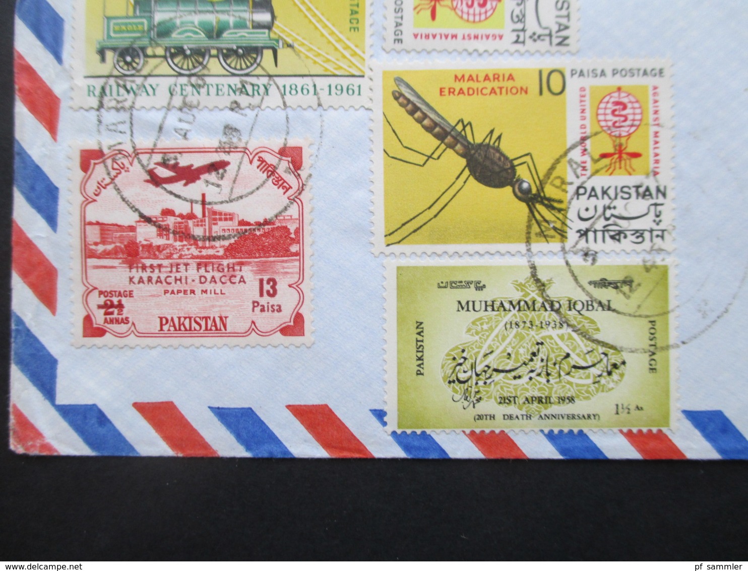 Pakistan 1965 / 67 Air Mail / Luftpost 2 Belege Mit Schöner Buntfrankatur! Auch First Jet Flight Karrachi - Dacca Usw. - Pakistán