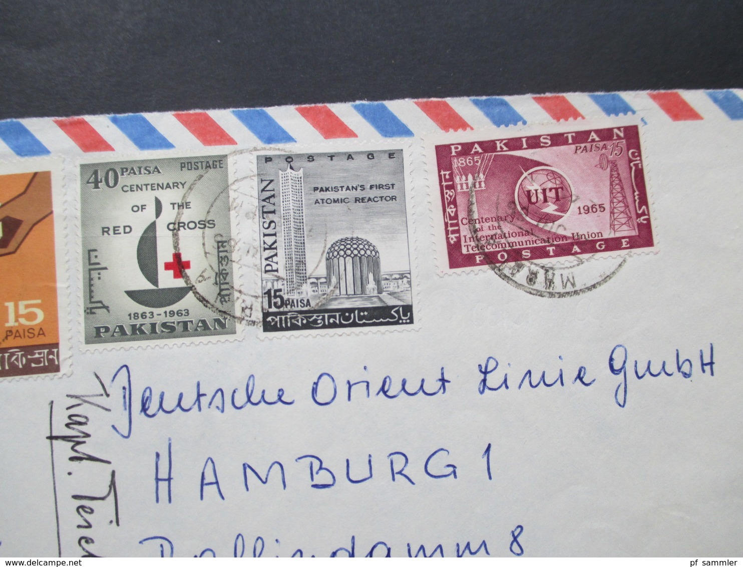 Pakistan 1965 / 67 Air Mail / Luftpost 2 Belege mit schöner Buntfrankatur! auch first Jet Flight Karrachi - Dacca usw.