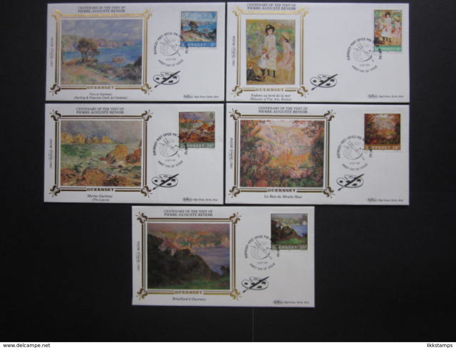 1983 CENTENARY OF RENOIR'S VISIT TO GUERNSEY BENHAM SILK FIRST DAY COVERS. - Guernsey