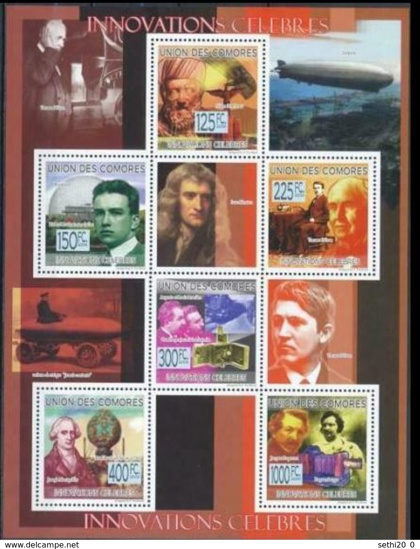 Comores 2009 Innovations Newton  Daguerre T Edison Frères LUMIERES Cinema MNH - Mao Tse-Tung