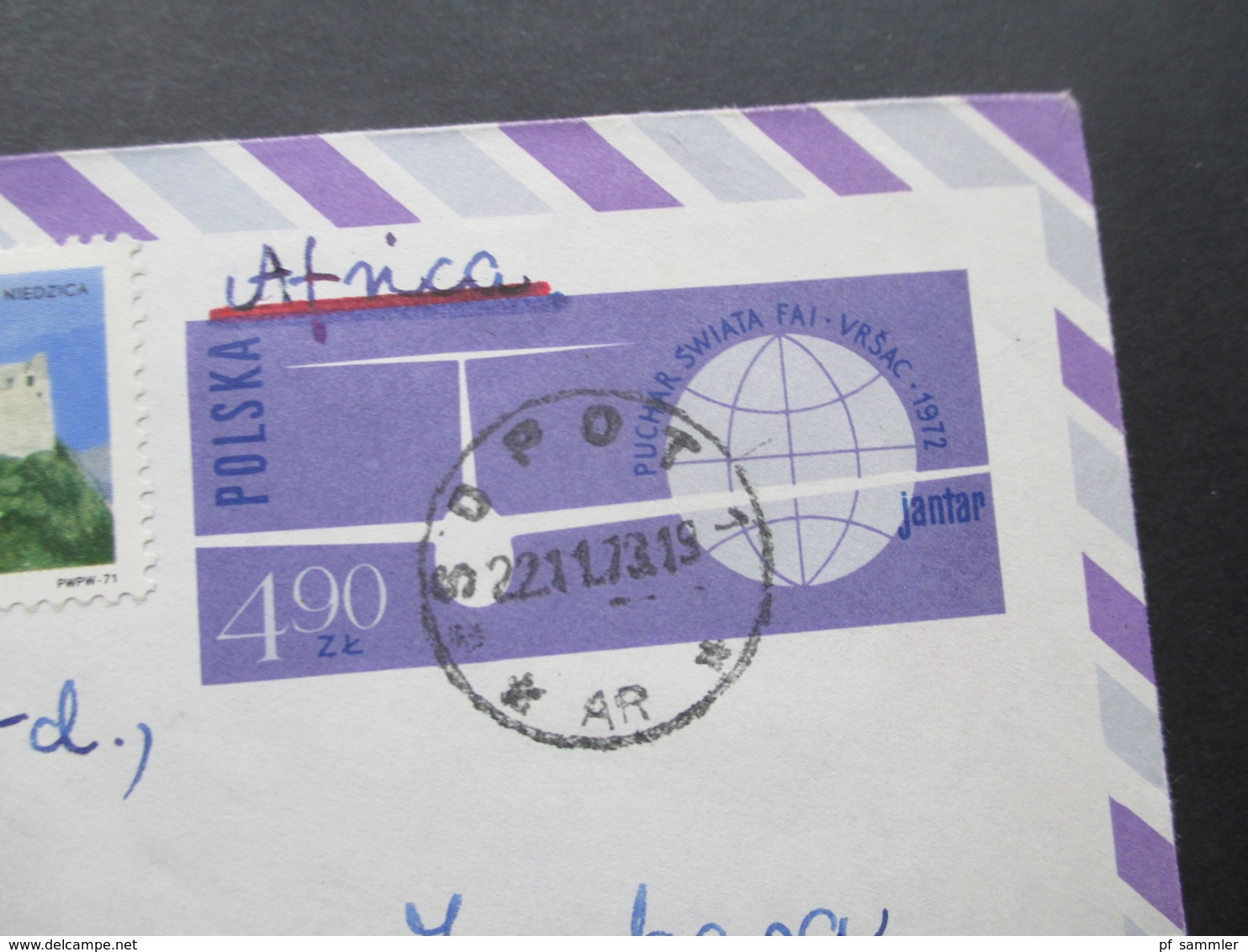 Polen Sopot 1973 Luftpost Ganzsachen Umschlag Mit Zusatzfrankatur Nach Mombasa Kenya An Das Ambassador House / Botschaft - Brieven En Documenten
