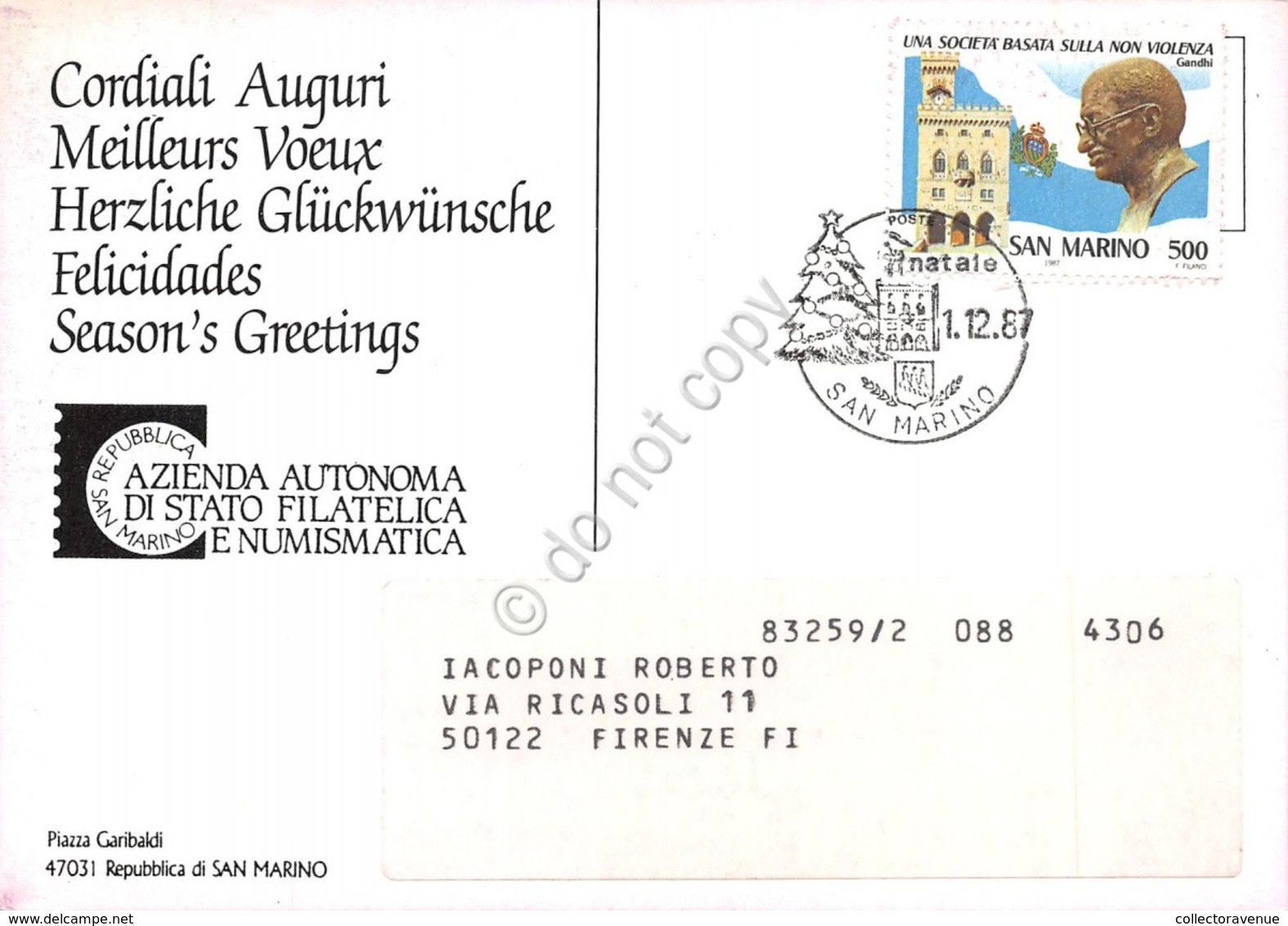 Cartolina San Marino 75 Anniversario Unione Postale 1987 - San Marino