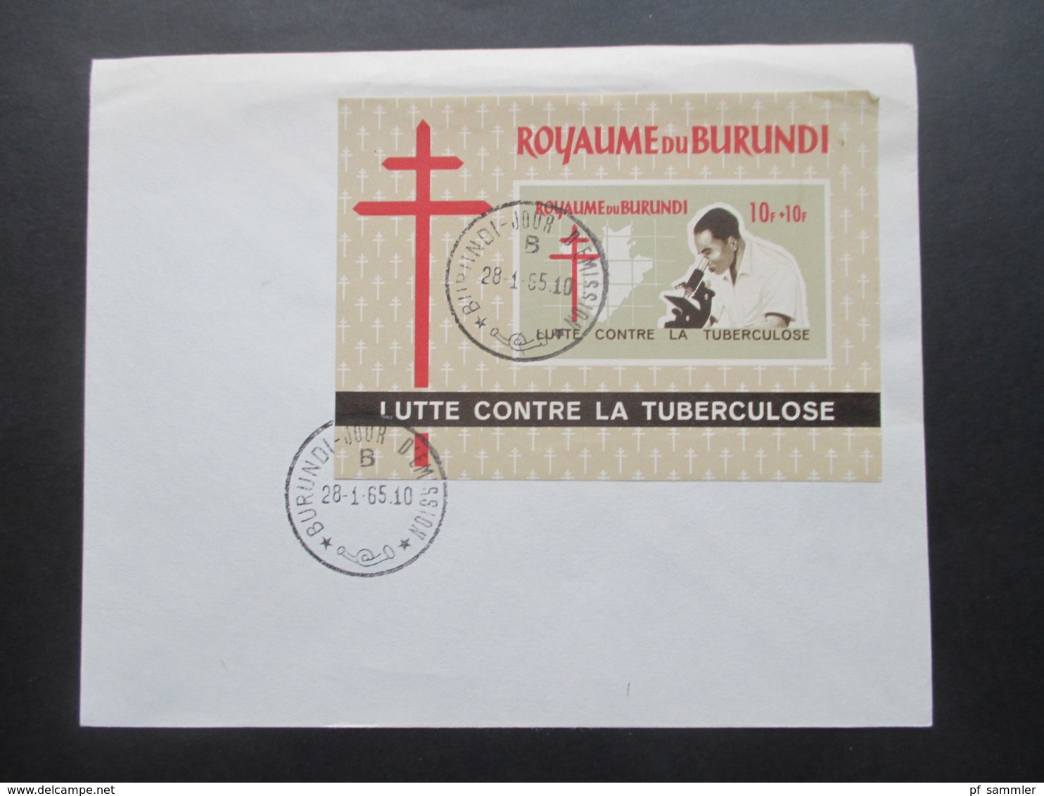 Afrika Burundi Block Royaume Du Burundi Lutte Contre La Tuberculose Stempel Vom Ersttag - Used Stamps