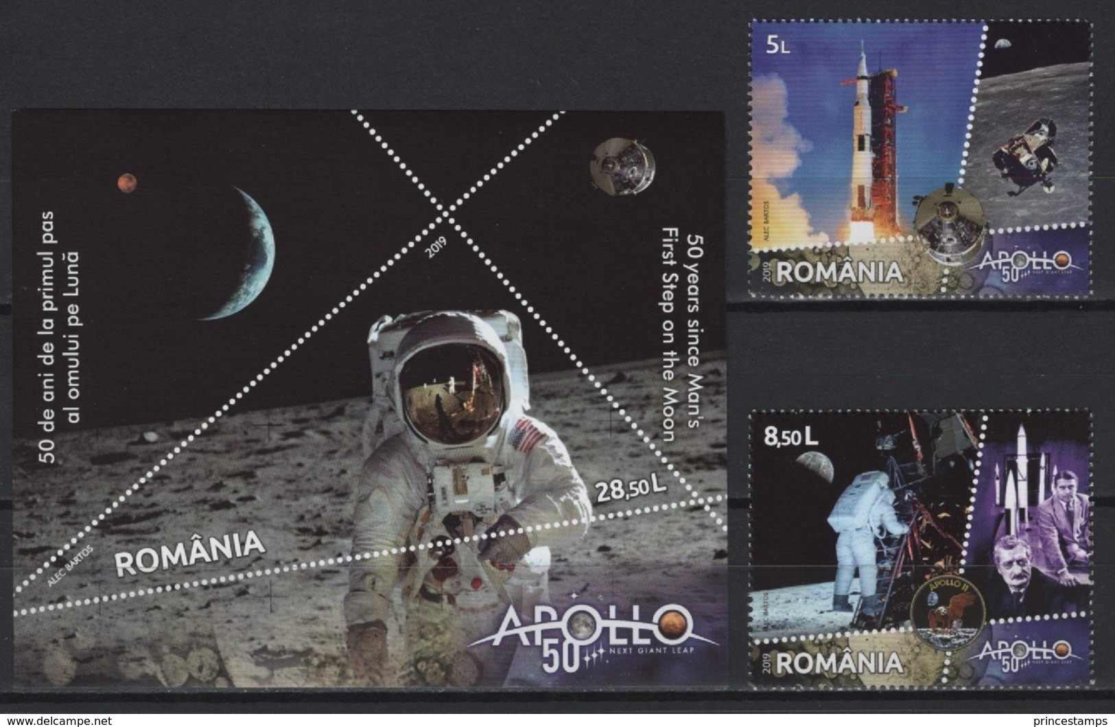 Romania (2019) - Set + Block -  /  Espace - Space - Moon - Apollo - Astronaut - Altri & Non Classificati