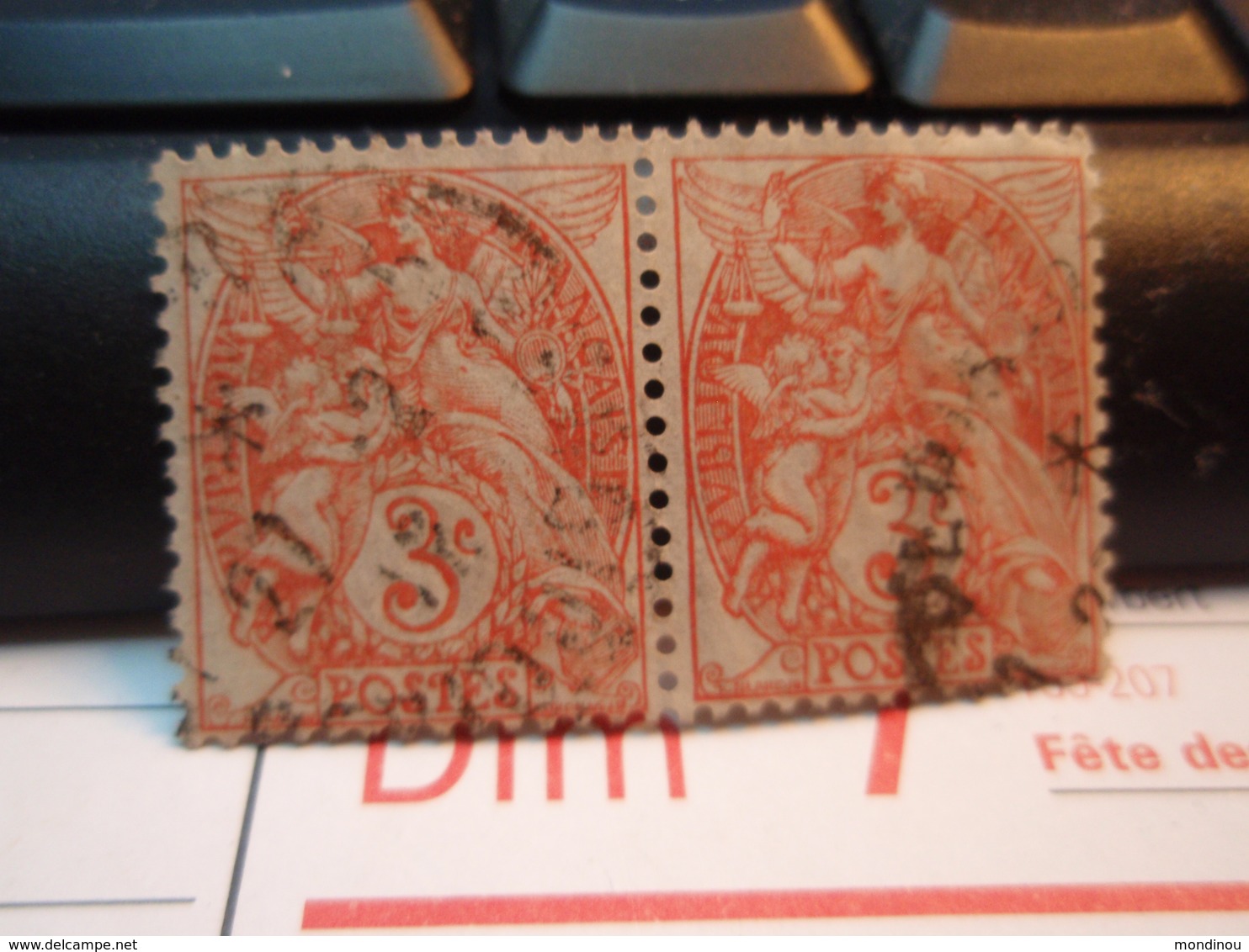 2 Timbres Type Blanc 3 Centimes - 1900-29 Blanc