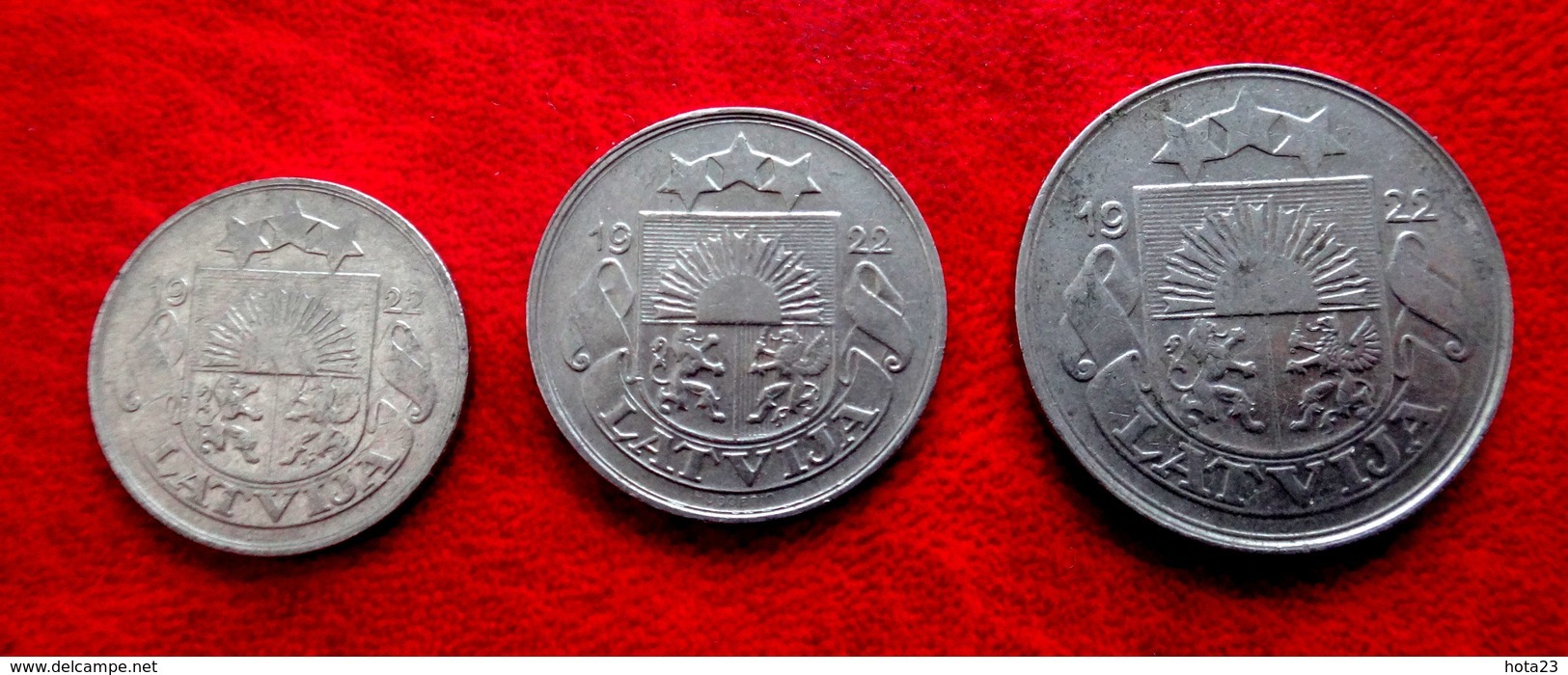LATVIA , LETTLAND , LETTONIA 10,20,50 SANTIMU 1922 COIN SET - Lettonie