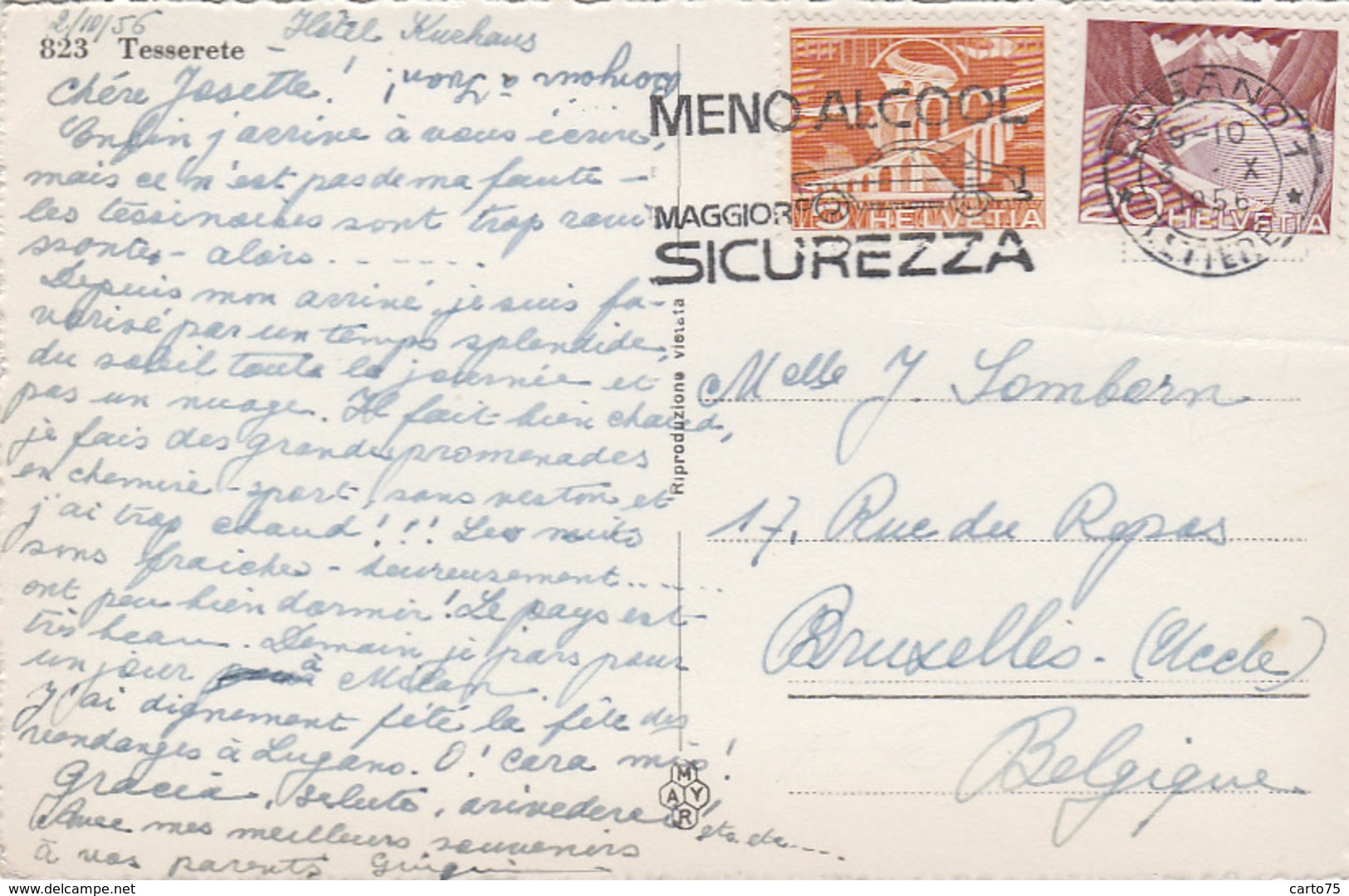 Suisse - Tesserete - Panorama - Postmarked 1956 - Tesserete 