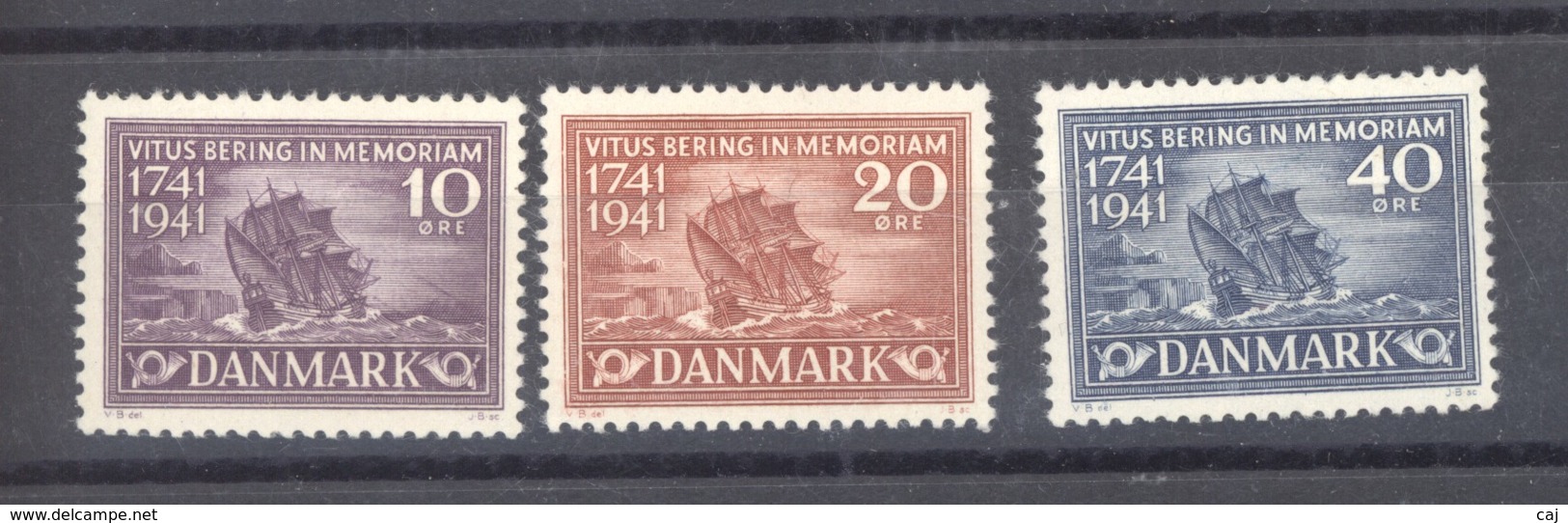 Danemark  :  Yv  278-80  **      Bateau - Boat - Nuovi