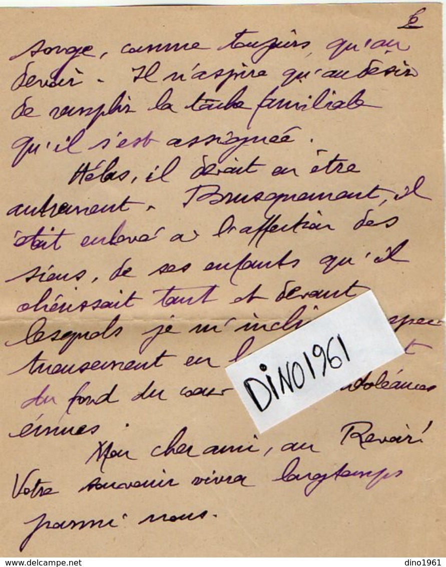 VP16.272 - MILITARIA - Lettre d' Hommage du L. Colonel FORZY au Capitaine PINEAU