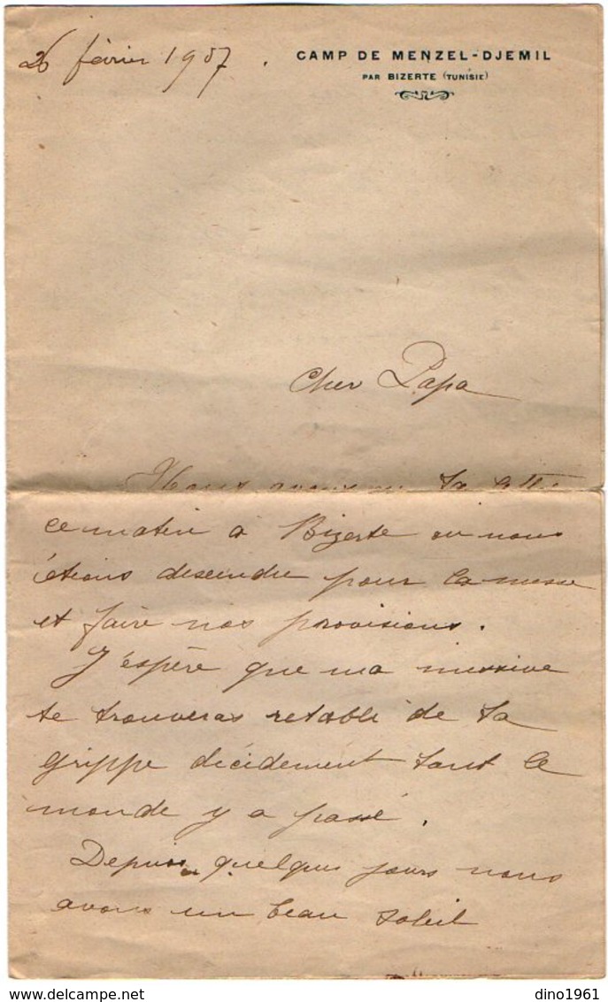 VP16.273 - MILITARIA - Lettre Du Soldat PINEAU ( Fils ) Au Camp De MENZEL - DJEMIL Par BIZERTE ( Tunisie ) - Dokumente