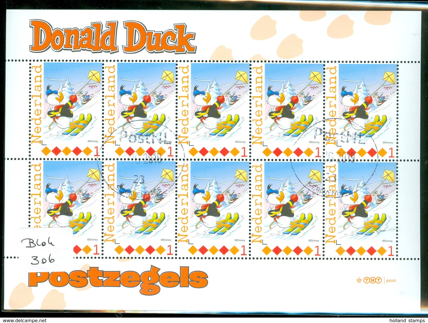 NEDERLAND * DISNEY * DONALD DUCK * BLOK * BLOC *   POSTFRIS GESTEMPELD  ( Blok 306) - Disney