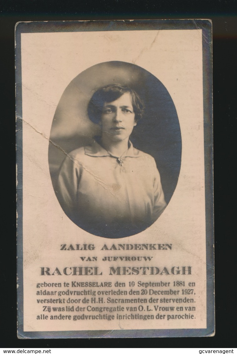 RACHEL MESTDAGH     - KNESSELARE 1881  - 1927 - Obituary Notices