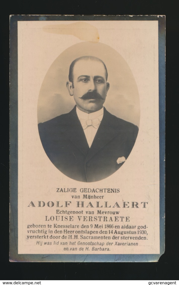 ADOLF HALLAERT     - KNESSELARE 1866  - 1930 - Obituary Notices