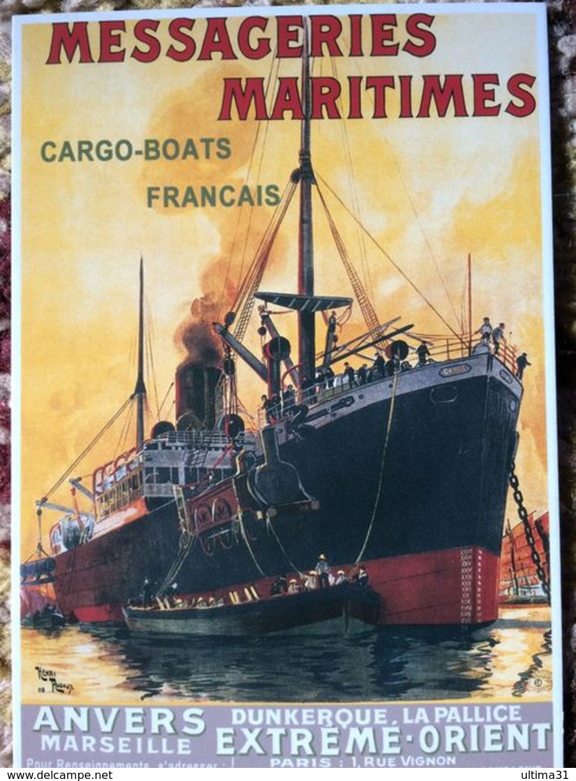 CPM PUB REPRO PUBLICITE ANCIENNES MESSAGERIE MARITIME CARGO BATEAU ANVERS EXTREME ORIENT COLLEC AUTHENTIQUES IMAGINAIRES - Pubblicitari