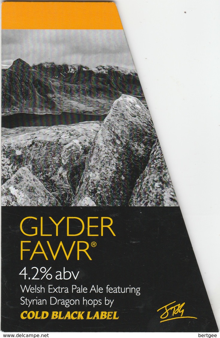 COLD BLACK LABEL BREWERY (BRIDGEND, WALES) - GLYDER FAWR PALE ALE - PUMP CLIP FRONT - Letreros