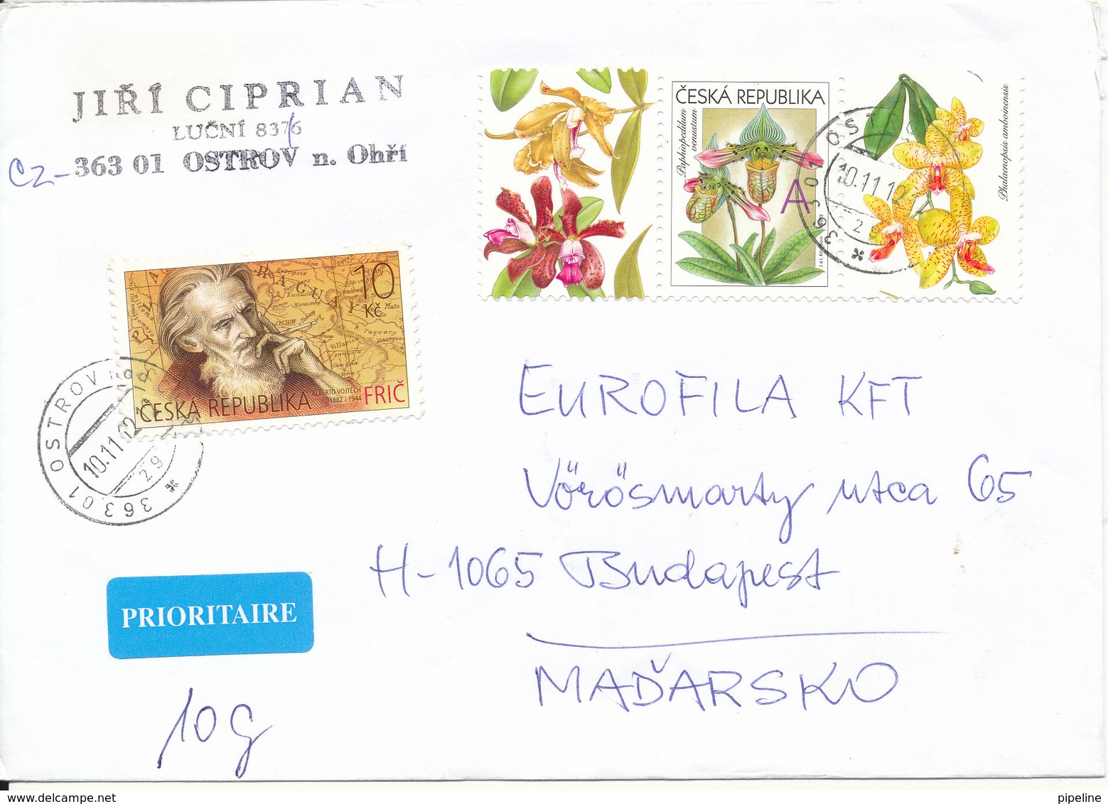 Czech Republic Cover Sent To Hungary 10-11-2012 Topic Stamps - Lettres & Documents