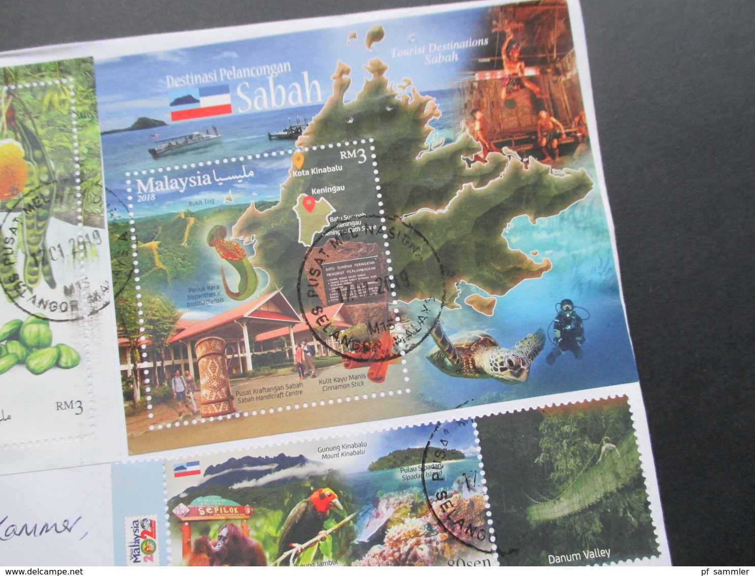 Asien Malaysia 2018 Luftpost Beleg Mit 2 Blocks Schöne Motive Früchte Und Insel Sabah - Malaysia (1964-...)