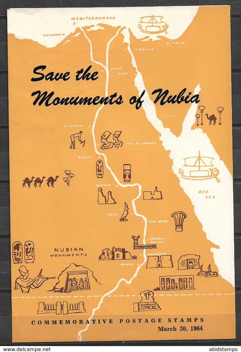 PAKISTAN 1964 BROCHURE WITH STAMPS SAVE THE MONUMENTS OF NUBIA - Pakistan
