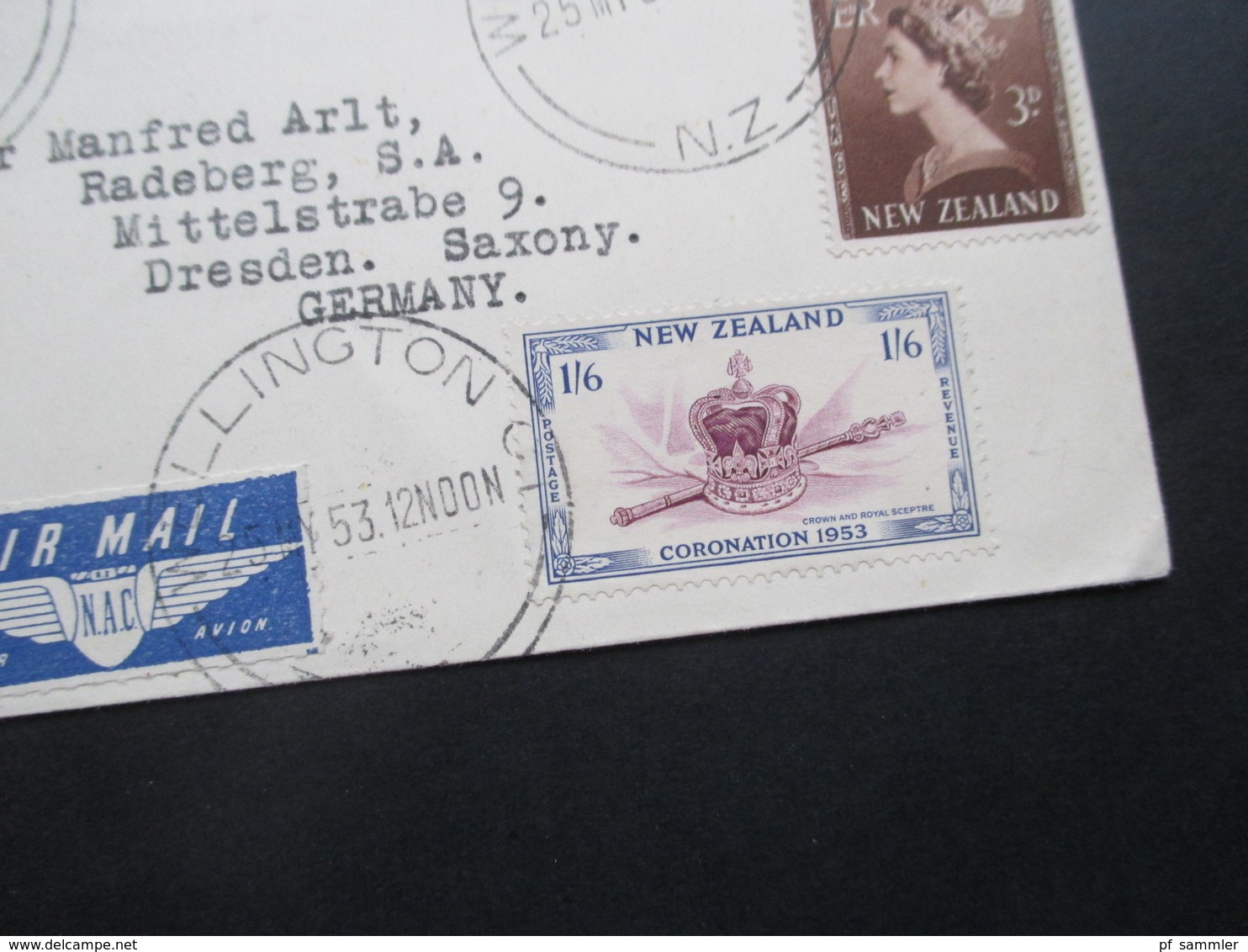 Neuseeland / New Zealand Queen Coronation Elisabeth II FDC Wellington Nach Dreden Gesendet Via Air Mail - Storia Postale