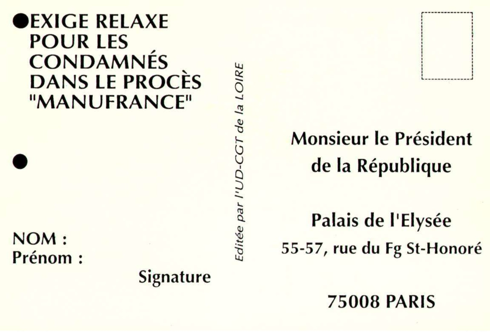 [42] Loire > Saint Etienne  CGT  /MANUFACTURE  FRANCAISE D'ARMES   /LOT  3014 - Saint Etienne