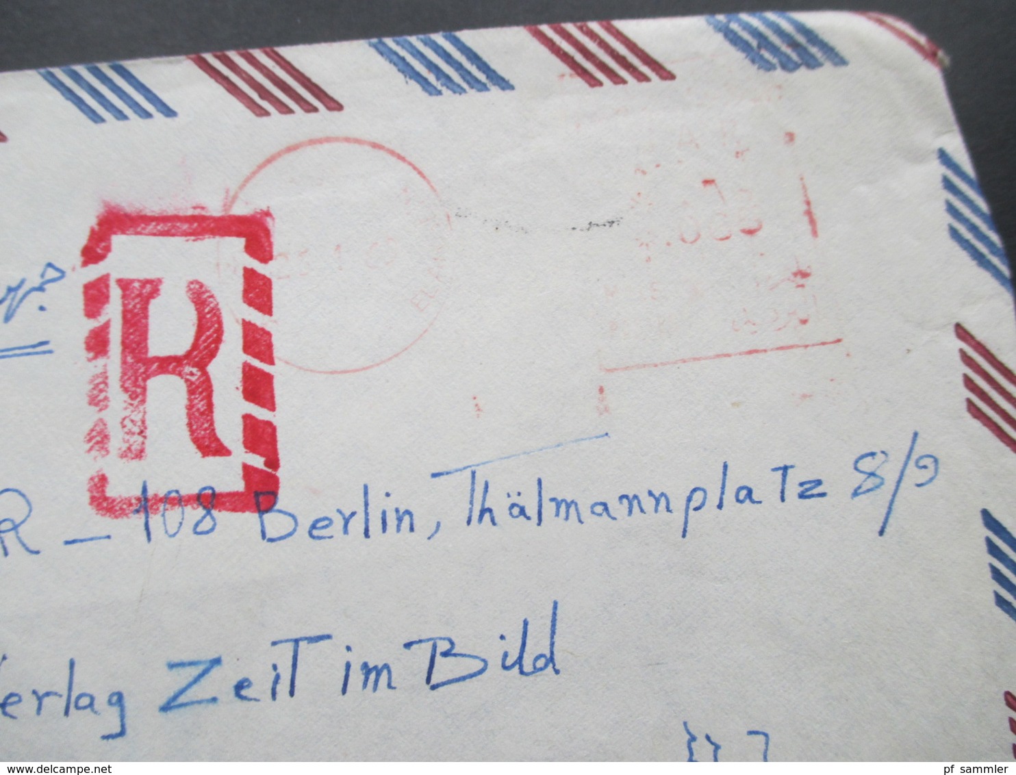 Afrika 1969 Ägypten UAR 2 Einschreiben Mit Rotem Gestempelten R Nach Dresden Und Berlin Luftpost - Storia Postale