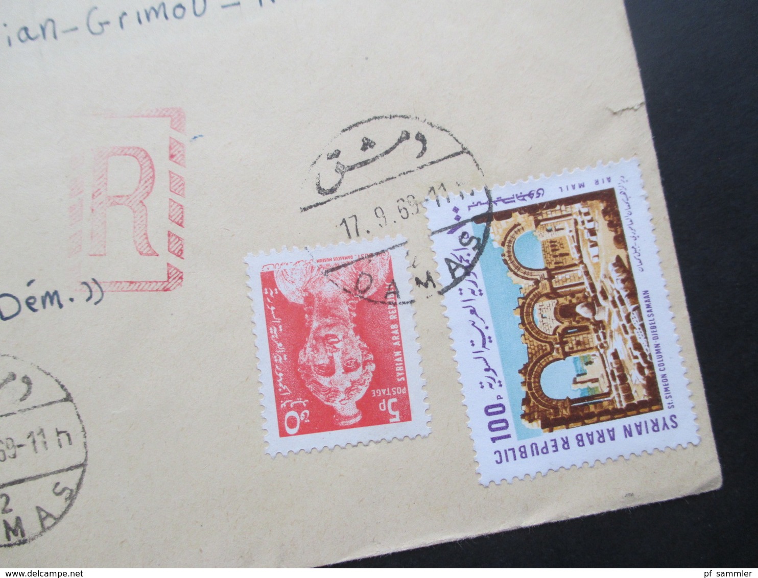 Asien Syrien Syrian Arab Republik 1969 2 Luftposdtbelege In Die DDR Einschreiben / Registered Letter Damaskus - Dresden - Syria