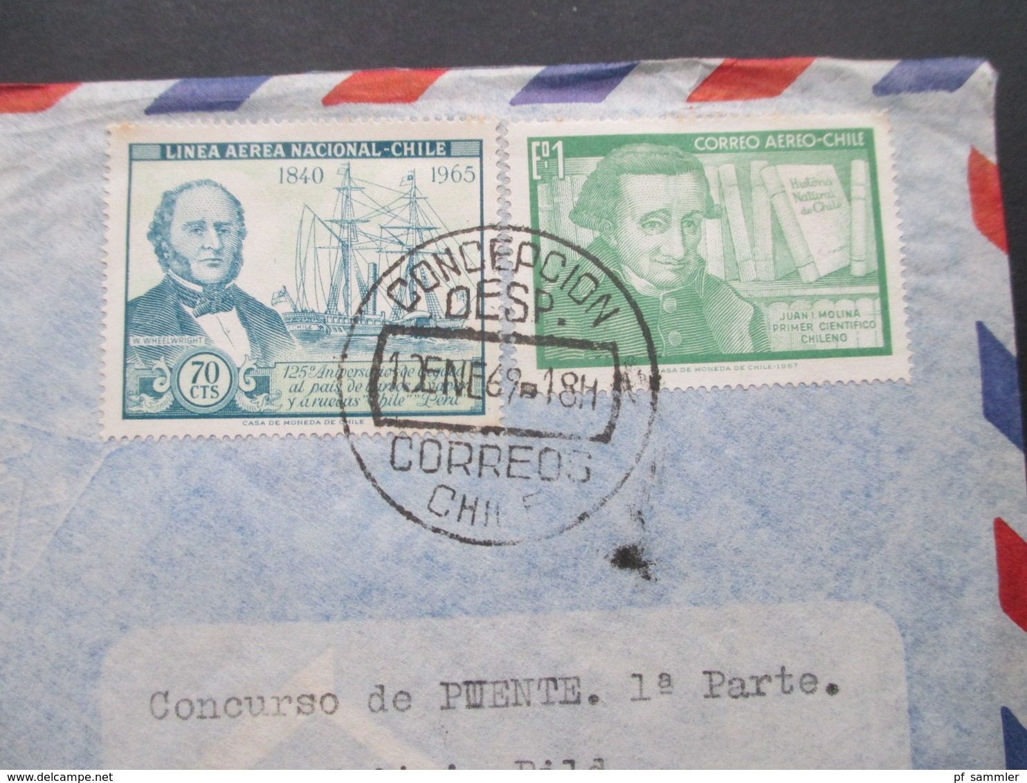 Südamerika Chile 1969 Luftpost In Die DDR Nach Dresden Stempel Concepcion Desp. Correos Chile - Chili