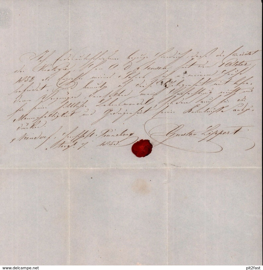 Dokument Adel , A.D. Jensen In Pinneberg , 1853 , Lippert , Niendorf , Hamburg !!! - Pinneberg
