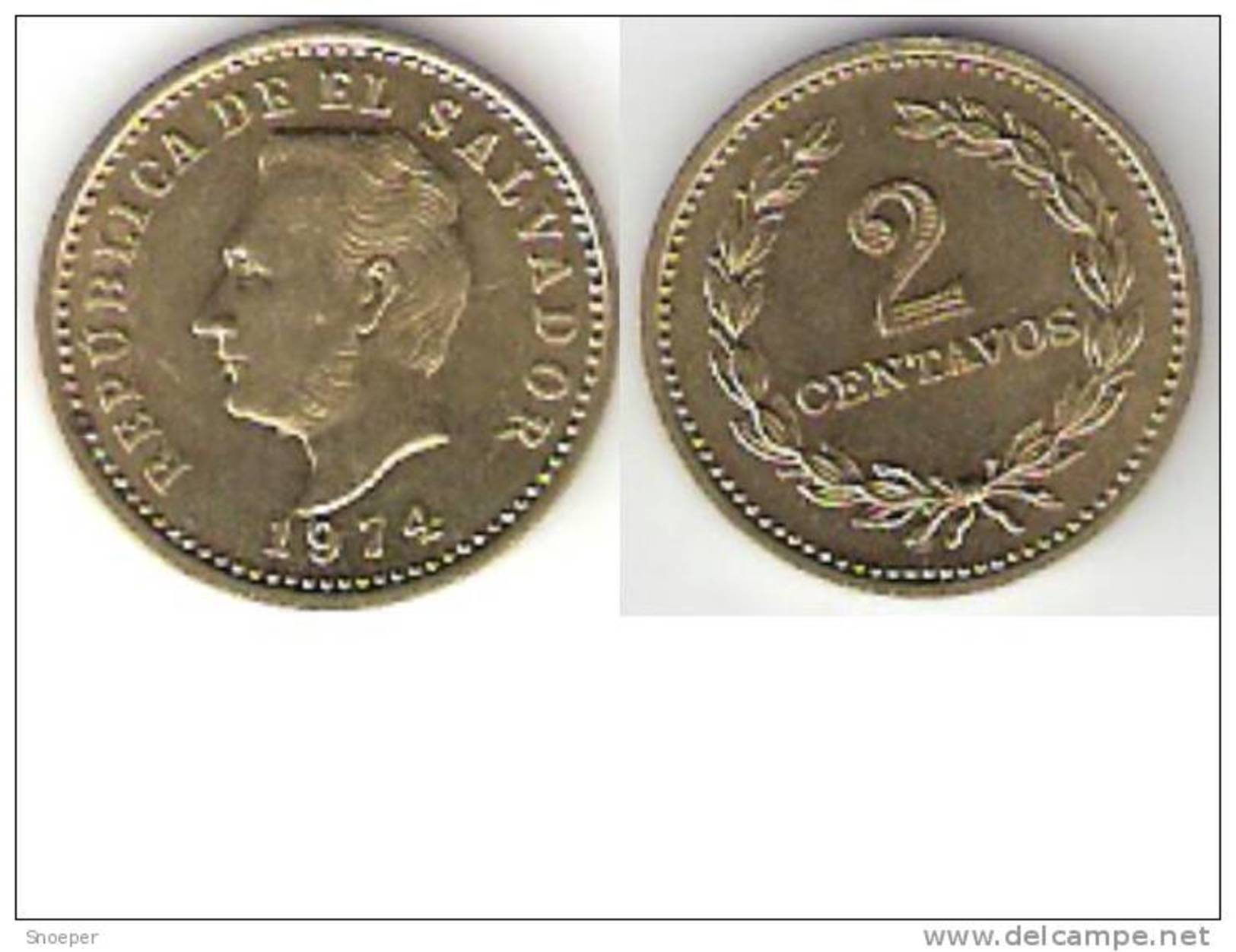 El Salvador 2 Centavos 1974 Km 147   Unc !!!!!!!! - El Salvador