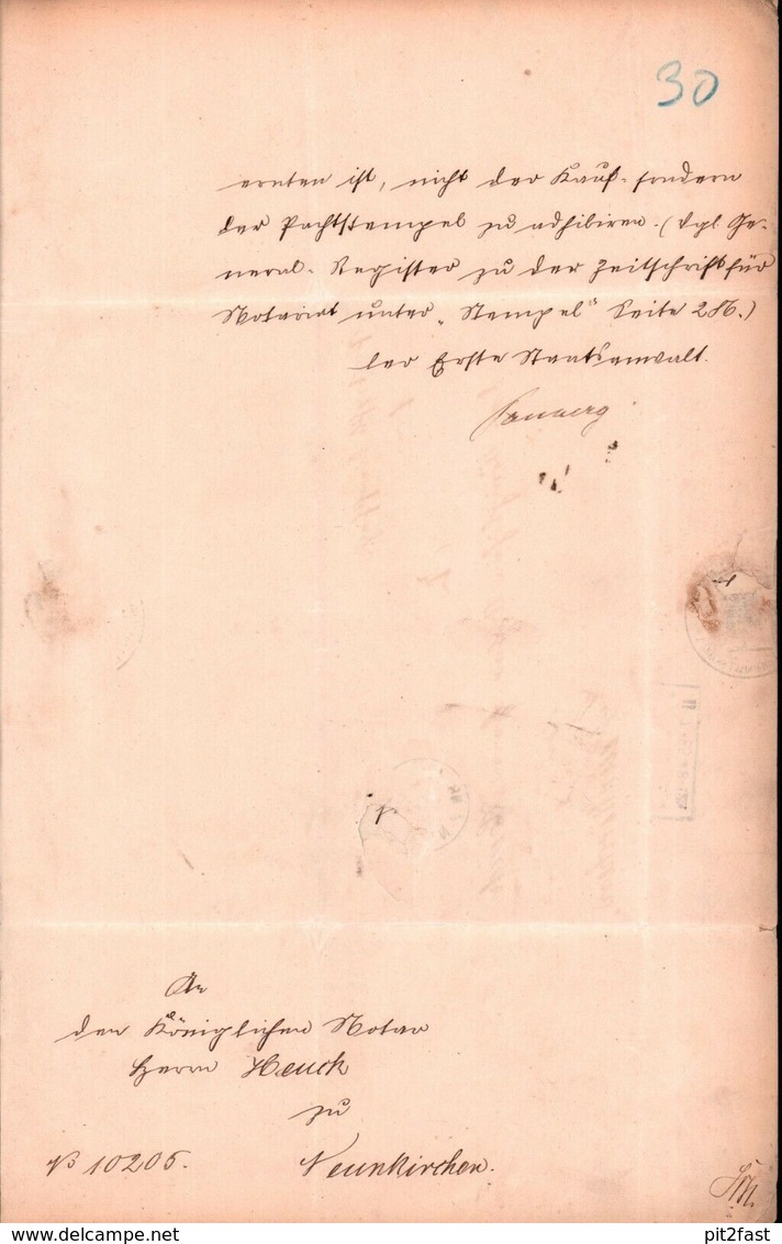 Dokument Adel , Neunkirchen B. Ottweiler ,1885 , Saarbrücken , Königlicher Notar !!! - Kreis Neunkirchen