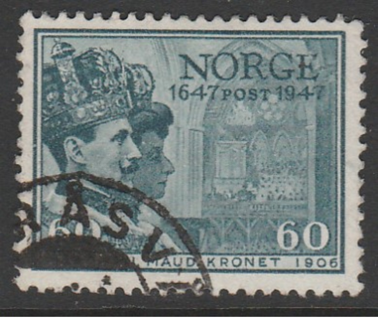 Norway 1947 The 300th Anniversary Of The Norwegian Mail Service 60 Bluish Grey SW 348 O Used - Used Stamps