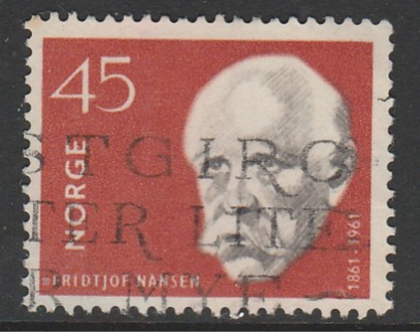 Norway 1961 The 100th Anniversary Of The Birth Of Fridtjof Nansen 45 Ore Reddish Brown/grey SW 476 O Used - Used Stamps