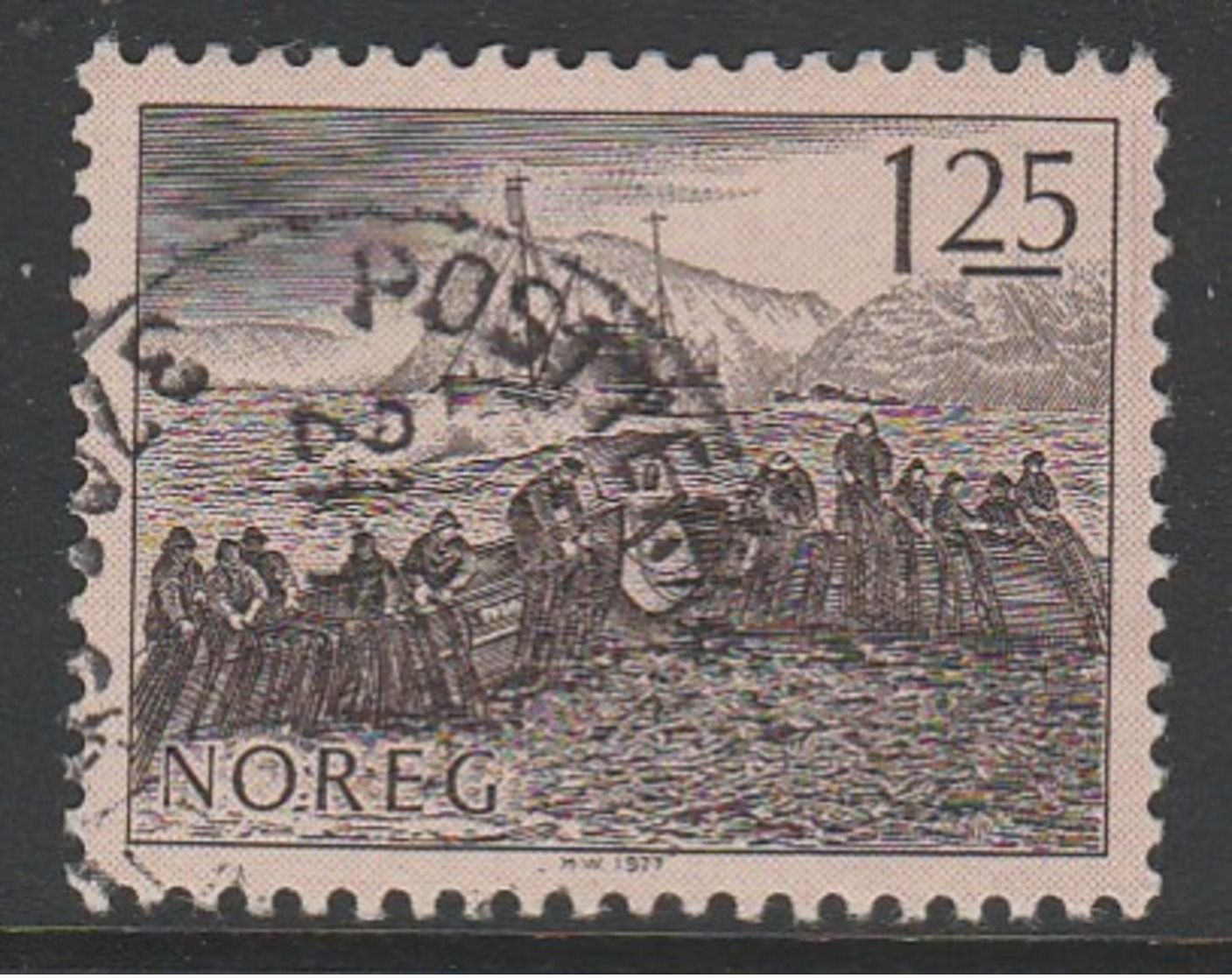 Norway 1977 Fishing Industry 1.25 Kr Brown SW 767 O Used - Oblitérés