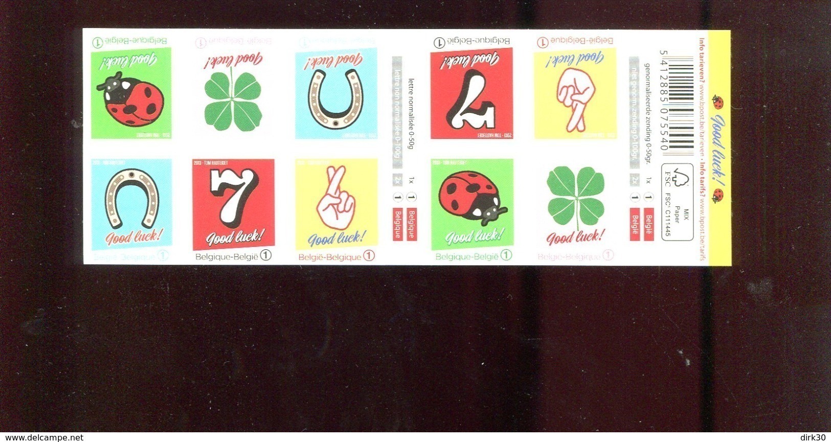 Belgie 2013 Carnet Boekje B141 MNH Good Luck Irish Clover Beetle Crossed Fingers - Non Classés