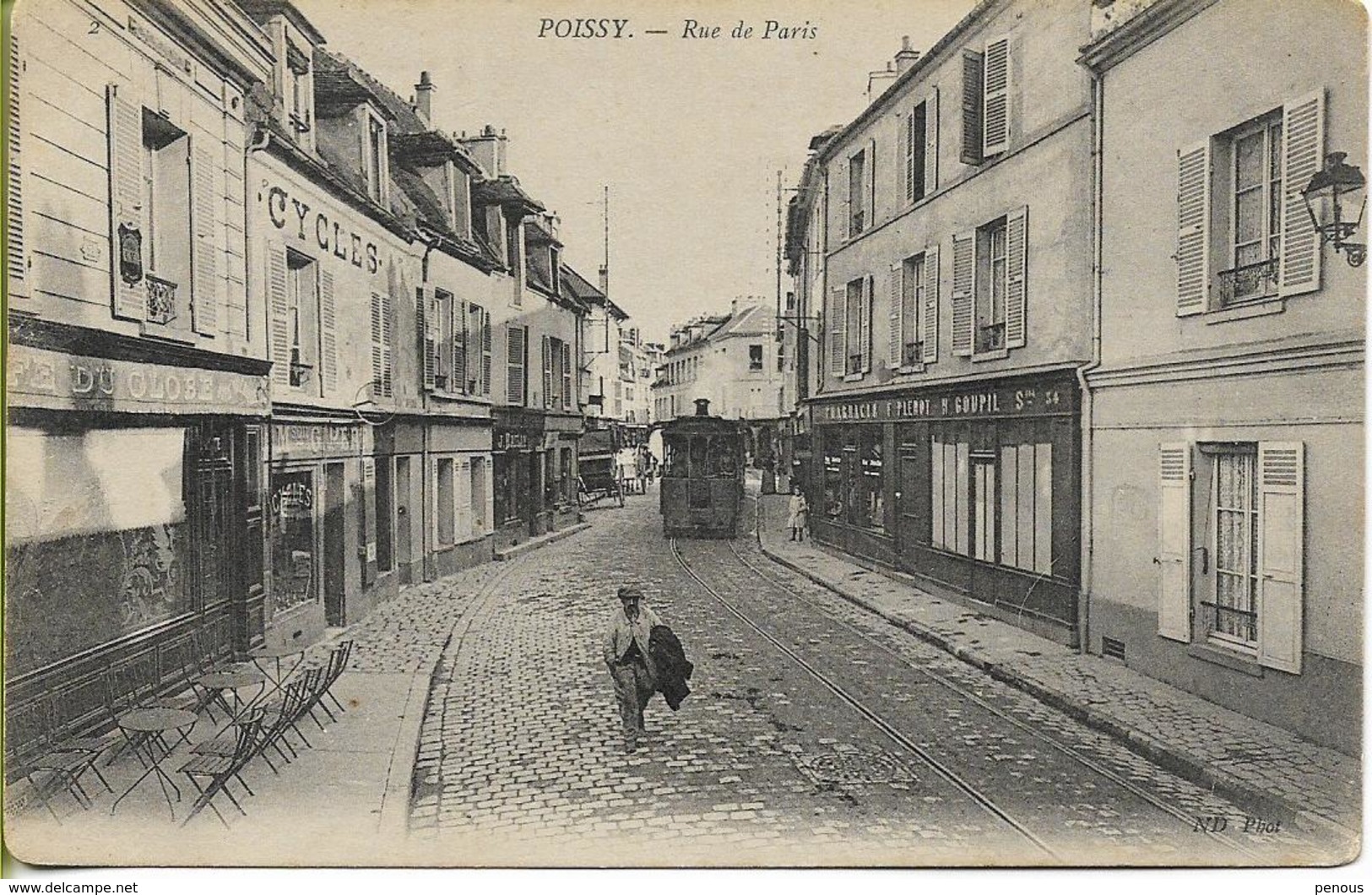 POISSY  Rue De Paris -( Locomotive Sans Foyer Système Lamm Du TMEP Ligne POISSY -St GERMAIN )         Petit Plan - Poissy