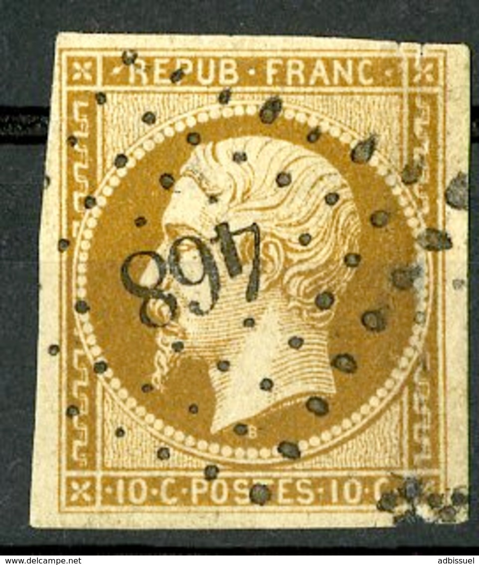 N°9a 10ct Bistre Brun, Cote 950 €. Oblitéré, Lire Description - 1852 Luigi-Napoleone