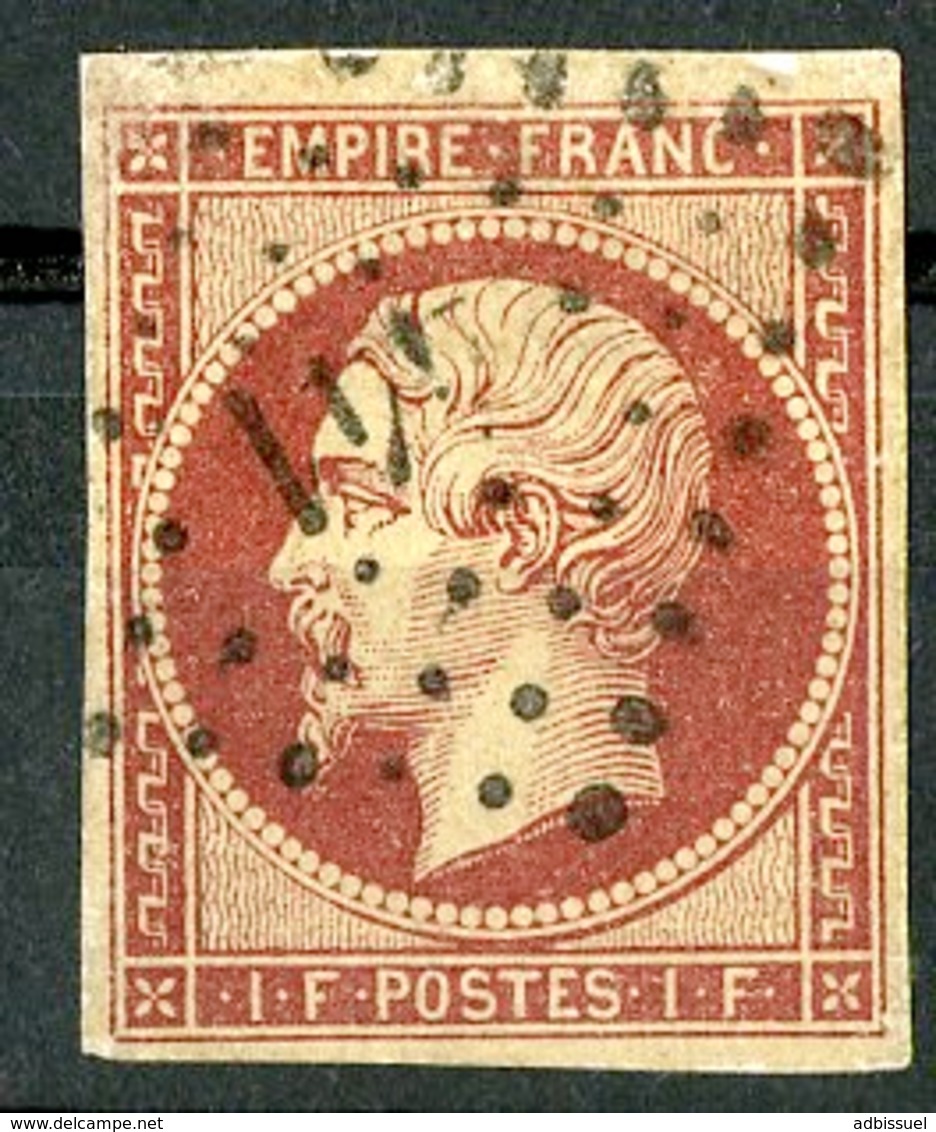 N°18 1Fr Carmin, Cote 3400 €. Oblitéré, Lire Description - 1853-1860 Napoleone III