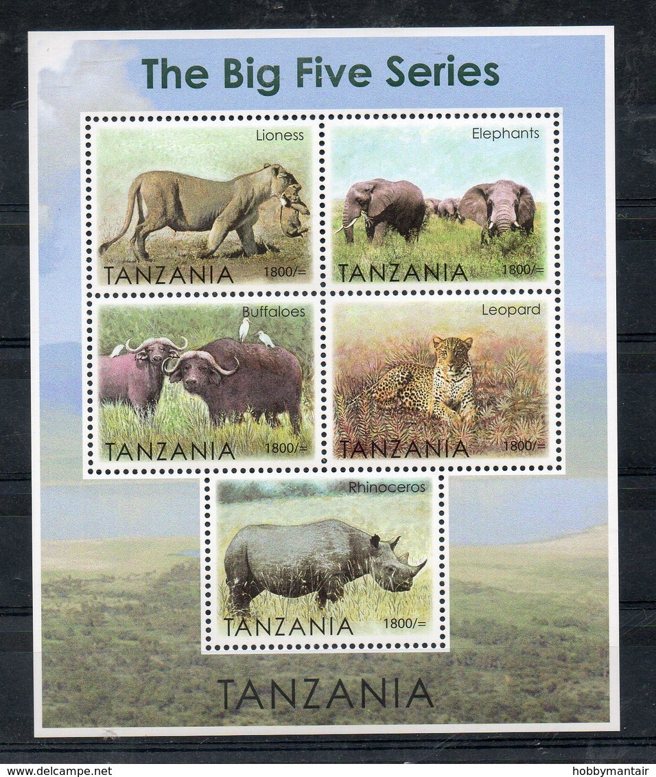 TANZANIA,2013, BIG FIVE ANIMALS, 5M/S, MNH** - Autres & Non Classés